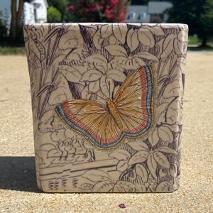 JOHN DERIAN HAND PAINTED CERAMIC BUTTERFLY VASE